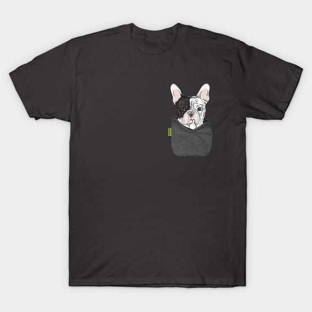 Frenchie FU Pocket T-Shirt by darklordpug